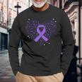 Dementia Heart Alzheimer's Disease Purple Ribbon Awareness Long Sleeve T-Shirt Gifts for Old Men