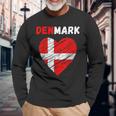 Denmark Flag Holiday Denmark Heart Danish Flag Langarmshirts Geschenke für alte Männer