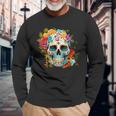 Dia De Los Muertos Decorative Mexican Head Sugar Skull Langarmshirts Geschenke für alte Männer