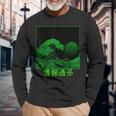 Digital Great Wave Off Kanagawa Computer Pixelated Japanese Long Sleeve T-Shirt Gifts for Old Men