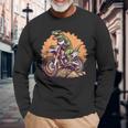 Dinosaur On Dirt Bike T-Rex Motorcycle Riding Long Sleeve T-Shirt Gifts for Old Men