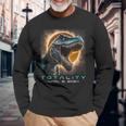Dinosaur T-Rex Totality April 8 2024 Total Solar Eclipse Long Sleeve T-Shirt Gifts for Old Men