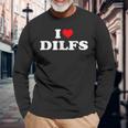 Divertido Me Encantan Los Dilf Me Encantan Los Dilf Red Heart Cool Camiseta de manga larga Regalos para ancianos