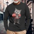 Divertido Gato De Boxeo Amantes Del Boxeo Y Boxeador Camiseta de manga larga Regalos para ancianos