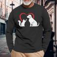 Dog Puppy And Baby Cat Heart Animal Dog & Cat Long Sleeve T-Shirt Gifts for Old Men