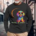 Dog Wearing Solar Glasses Eclipse Colorful Puppy Love Dog Long Sleeve T-Shirt Gifts for Old Men