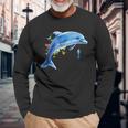 Dolphin Diver Whales Tümmler Dolphin Langarmshirts Geschenke für alte Männer