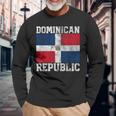 Dominican Republic Flag Family Pride Country Vintage Long Sleeve T-Shirt Gifts for Old Men