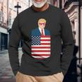 Donald Trump Pocket 2020 Election Usa Maga Republican Long Sleeve T-Shirt Gifts for Old Men