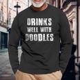 Drinks Well With Doodles Goldendoodle Long Sleeve T-Shirt Gifts for Old Men