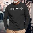 E-Bike Bicycle Electronic Electric Cycling Long Sleeve T-Shirt Gifts for Old Men