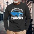 Easily Distracted By Trucks Lowered Truck Retro Truck Long Sleeve T-Shirt Gifts for Old Men