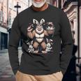 Easter Bigfoot With Bunny & Egg Basket Festive Celebration Long Sleeve T-Shirt Gifts for Old Men