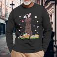 Easter Cute Chocolate Labrador Dog Lover Bunny Eggs Easter Long Sleeve T-Shirt Gifts for Old Men