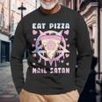 Eat Pizza Hail Satan Occult Satanic Langarmshirts Geschenke für alte Männer