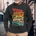 Eat Sleep Anime Gaming Repeat Anime Lover Gamer Fan Long Sleeve T-Shirt Gifts for Old Men