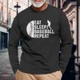 Eat Sleep Baseball Repeat Boys Kid Baseball Player Long Sleeve T-Shirt Gifts for Old Men