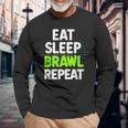 Eat Sleep Brawl Repeat Lustigesideospiel Langarmshirts Geschenke für alte Männer