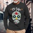 El Jefe Coloré Sucre Calavera Skull Dia De Los Muertos T-shirt à manches longues Cadeaux pour les vieillards