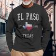 El Paso Texas Flag Sport Retrointage Langarmshirts Geschenke für alte Männer