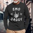 Emo Daddy Emo Dad Goth Skeleton Hand Rock On Father's Day Long Sleeve T-Shirt Gifts for Old Men