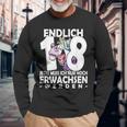 Endlich 18 Einhorn Langarmshirts - Humorvoller Aufdruck zum Erwachsenwerden Geschenke für alte Männer