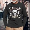 Evil Old Man Grandpa Dad Skullintage Biker Langarmshirts Geschenke für alte Männer