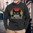 Ew People Vintage Black Cat For Cat Lover Cat Mom Cat Dad Long Sleeve T-Shirt Gifts for Old Men