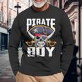 Family Skull Pirate Boy Jolly Roger Crossbones Flag Long Sleeve T-Shirt Gifts for Old Men