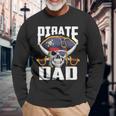 Family Skull Pirate Dad Jolly Roger Crossbones Flag Long Sleeve T-Shirt Gifts for Old Men