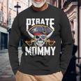 Family Skull Pirate Mommy Jolly Roger Crossbones Flag Long Sleeve T-Shirt Gifts for Old Men