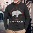 Fast Food Wildschweinjagd Lustige Tierwelt Jäger Papa Langarmshirts Geschenke für alte Männer