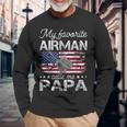 My Favorite Airman Calls Me Papa Proud Us Air Force Papa Long Sleeve T-Shirt Gifts for Old Men