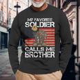 My Favorite Soldier Calls Me Brother Proud Army Bro Long Sleeve T-Shirt Gifts for Old Men