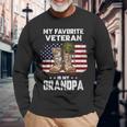 My Favorite Veteran Is My Grandpa American Flag Veterans Day Long Sleeve T-Shirt Gifts for Old Men