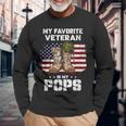 My Favorite Veteran Is My Pops American Flag Veterans Day Long Sleeve T-Shirt Gifts for Old Men