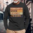 February 29 Birthday When Legend Are Born Birthday Leap Year Long Sleeve T-Shirt Gifts for Old Men