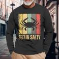 Feelin Salty Maryland Crab Retro Vintage Long Sleeve T-Shirt Gifts for Old Men