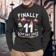 Finally 11 Leap Day 2024 44Th Leap Year Birthday Party Long Sleeve T-Shirt Gifts for Old Men