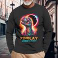 Findlay Ohio Total Solar Eclipse 2024 Dinosaur Colorful Long Sleeve T-Shirt Gifts for Old Men