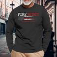 Fire Biden Elect Trump President 2024 Vintage American Flag Long Sleeve T-Shirt Gifts for Old Men