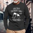 Our First Father's Day Together 2024 Cute Dad Beer Lover Long Sleeve T-Shirt Gifts for Old Men