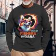 Fishers Indiana Total Solar Eclipse 2024 Corgi Dog Long Sleeve T-Shirt Gifts for Old Men