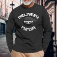 Food Delivery Pizza Mailman Truck Driver Multitasking Ninja Long Sleeve T-Shirt Gifts for Old Men