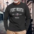 Fort Worth Texas Tx Vintage State Flag Sports Long Sleeve T-Shirt Gifts for Old Men