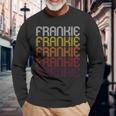 Frankie Retro Wordmark Pattern Vintage Style Long Sleeve T-Shirt Gifts for Old Men