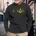 Freemason Heartbeat Ekg Pulse Mason Masonic Symbol Of Faith Long Sleeve T-Shirt Gifts for Old Men