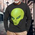 Alien With Earth Eyeballs Ufo Spaceship Novelty Long Sleeve T-Shirt Gifts for Old Men