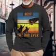 Best Cat Dad Ever Vintage Retro Cat Fist Bump Langarmshirts Geschenke für alte Männer