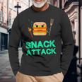 Burger Snack Attack Food Snacks Long Sleeve T-Shirt Gifts for Old Men